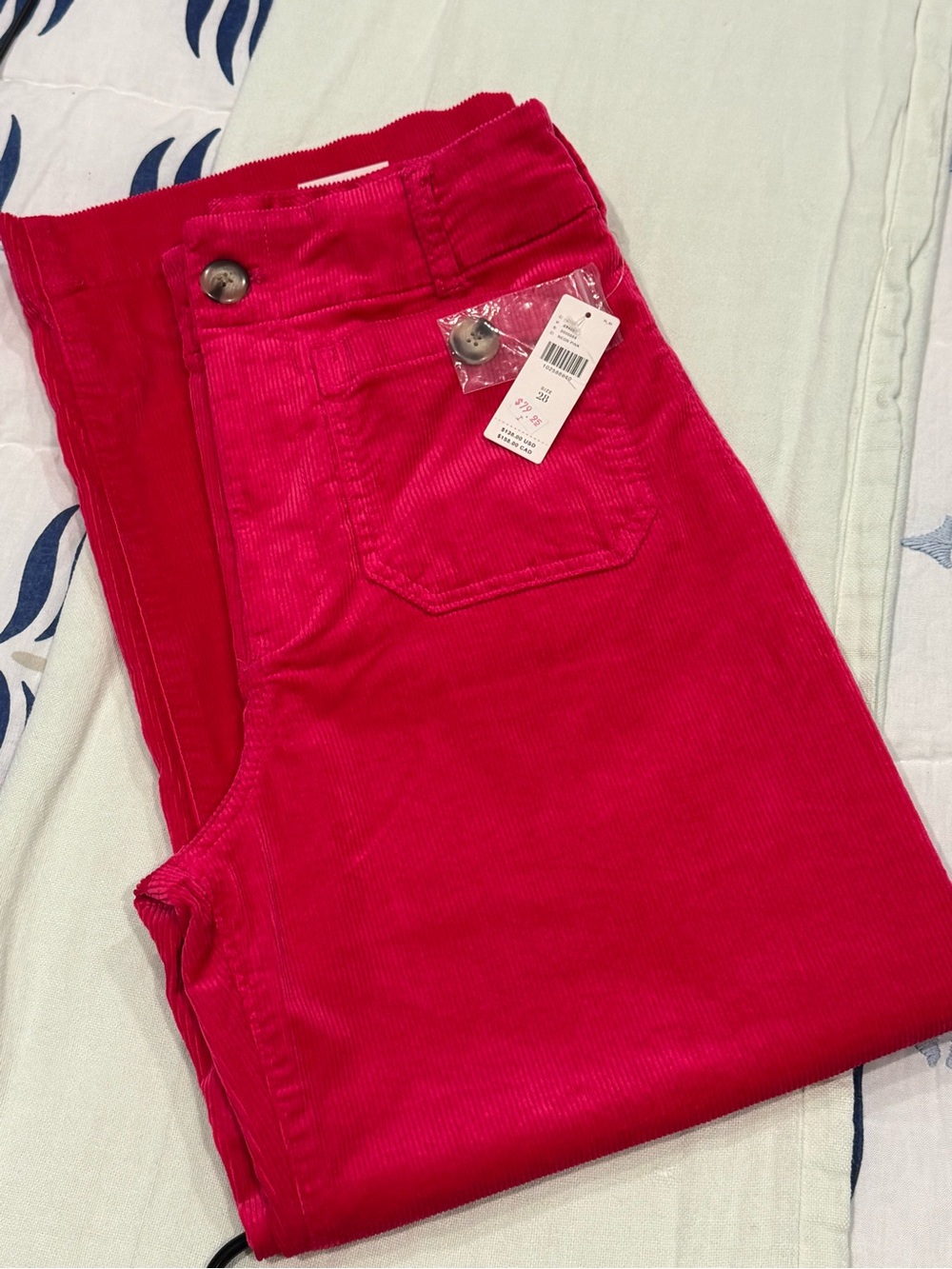 Anthropologie Maeve The Colette Bright Pink Women's Corduroy